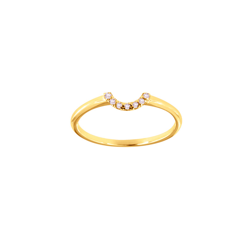 Bague d'entourage sertie de 7 diamants HSI 0,04ct, Or 750/1000