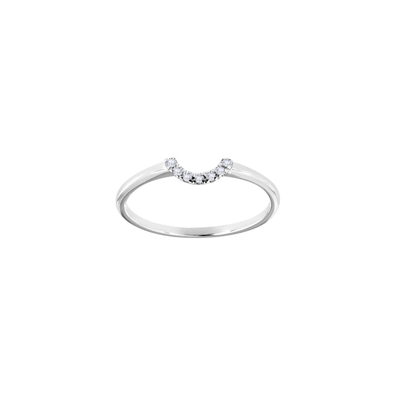 Bague d'entourage sertie de 7 diamants HSI 0,04ct, Or 750/1000