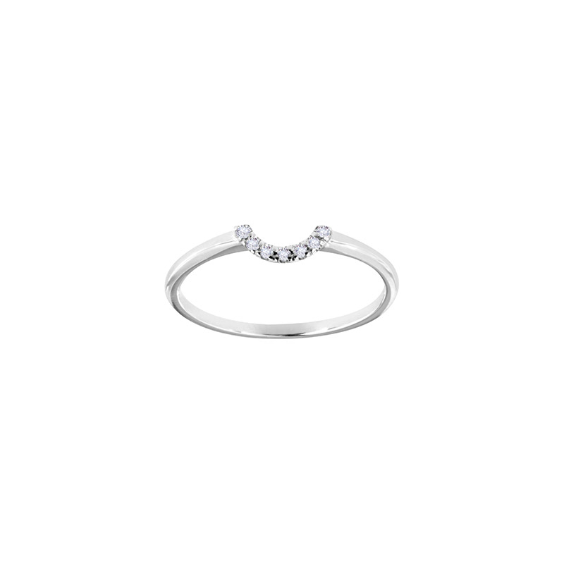 Bague d'entourage sertie de 7 diamants HSI 0,04ct, Or blanc 750/1000