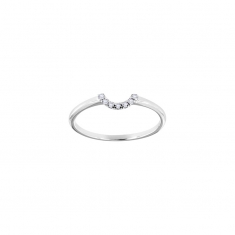 Bague d'entourage sertie de 7 diamants HSI 0,04ct, Or blanc 750/1000