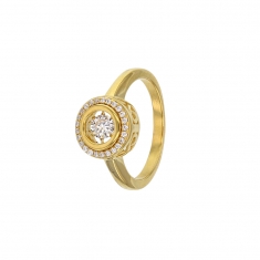 Bague Dancing Stone forme ronde empierrée, Plaqué or