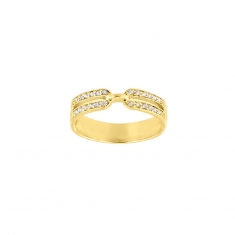 Bague double rang 24 diamants HSI 0,24ct, Or 750/1000