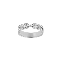 Bague double rang 24 diamants HSI 0,24ct, Or blanc 750/1000