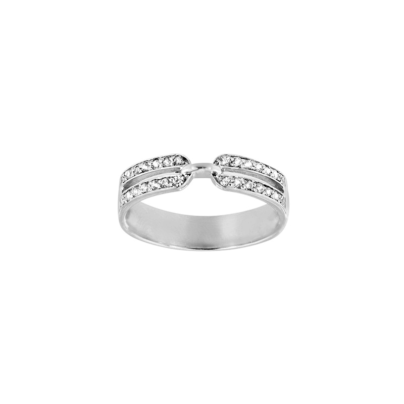 Bague double rang 24 diamants HSI 0,24ct, Or blanc 750/1000