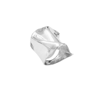 Bague effet froissé, argent 925/1000 platiné