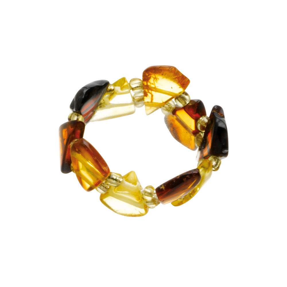 Bague élastique ambre en pointe 4 couleurs
