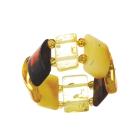 Bague élastique en ambre 4 couleurs pierres carrées