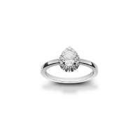Bague empierrée diamants synthétiques taille poire 0,50ct GVS, Or blanc 750/1000