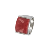 Bague en acier avec un carré en résine colorée