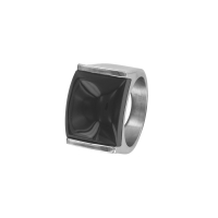 Bague en acier avec un carré en résine colorée