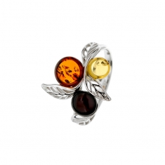 Bague en Ambre et Argent 925/1000 rhodié