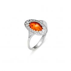 Bague en Ambre et Argent 925/1000 rhodié