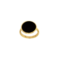 Bague en argent 925/1000 doré avec rond en Agate noire