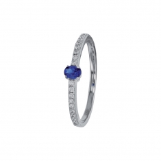 Bague en Argent 925/1000 rhodié avec oxydes de zirconium et spinelle synthétique bleue