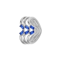 Bague en Argent 925/1000 rhodié avec oxydes de zirconium teintés de bleus