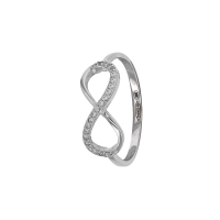 Bague en argent 925/1000 rhodié et oxydes de zirconium - Infini