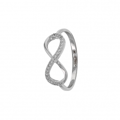 Bague en argent 925/1000 rhodié et oxydes de zirconium - Infini