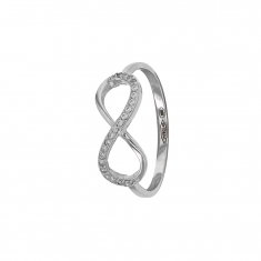 Bague en argent 925/1000 rhodié et oxydes de zirconium - Infini