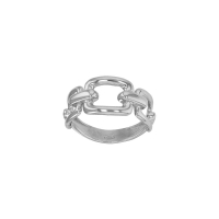 Bague en argent 925/1000 rhodié façon maillon carré