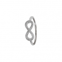 Bague en argent rhodié 925/1000 et oxydes de zirconium - Infini
