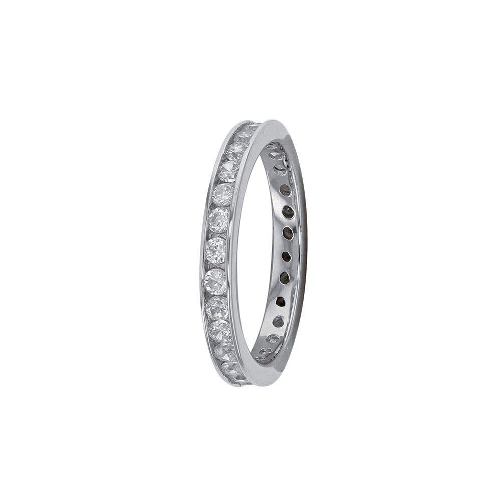 Bague en argent rhodié 925/1000 avec oxydes de zirconium