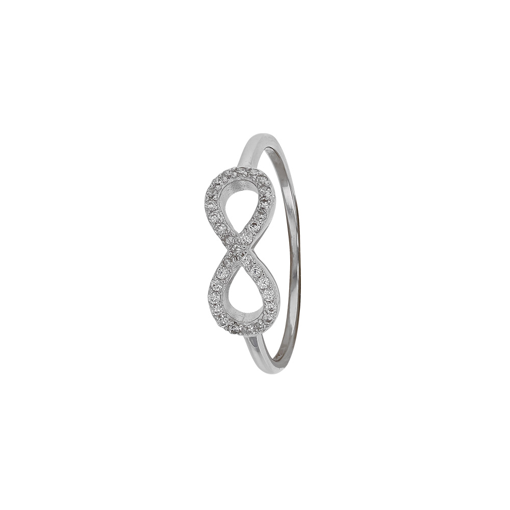 Bague en argent rhodié 925/1000 et oxydes de zirconium - Infini