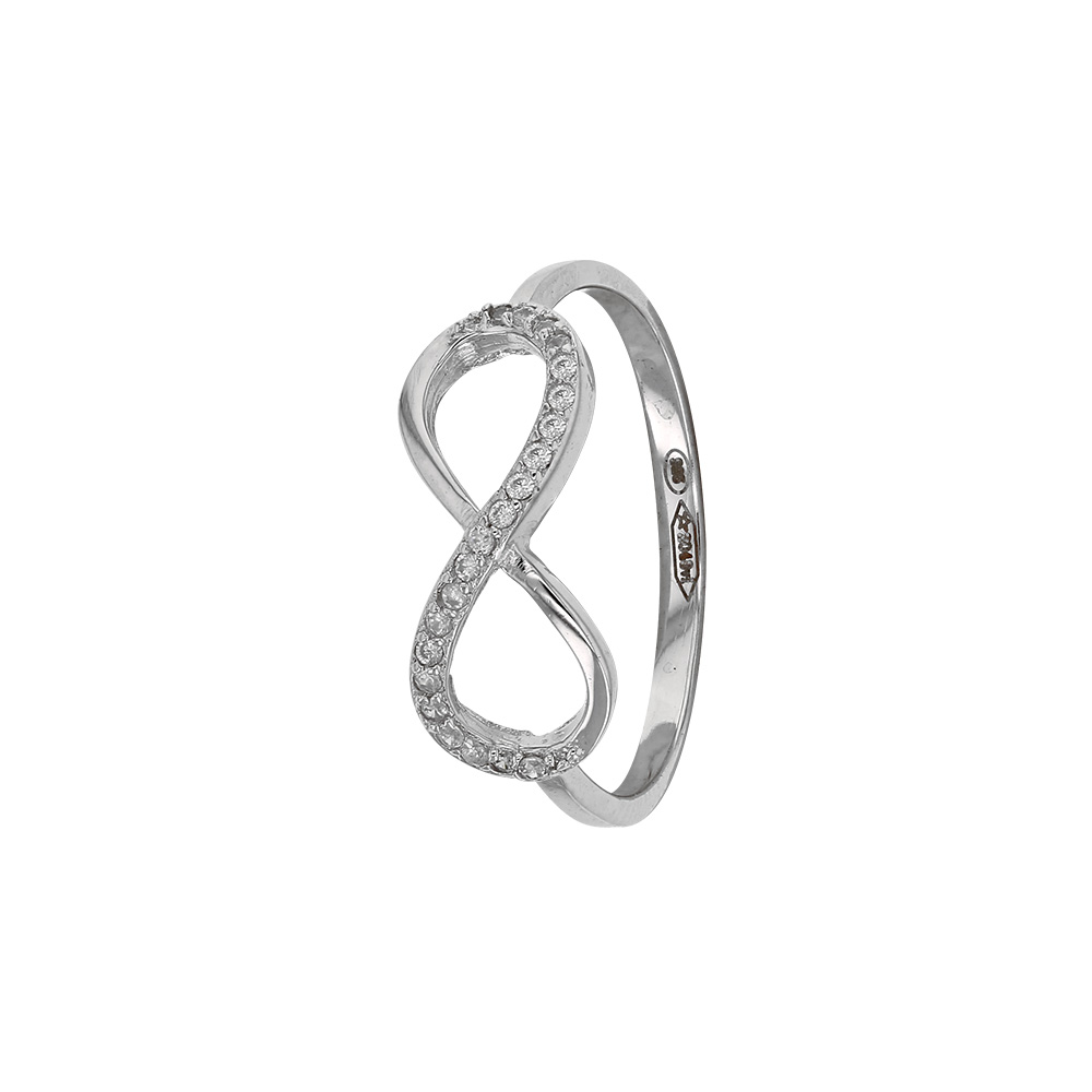 Bague en argent 925/1000 rhodié et oxydes de zirconium - Infini