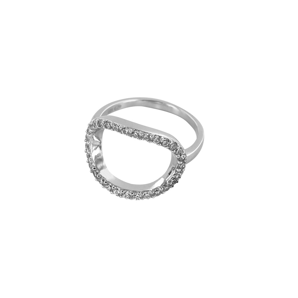 Bague en argent rhodié 925/1000 microserti grand cercle d'oxydes de zirconium