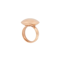 Bague en demi-boule acier doré-rose