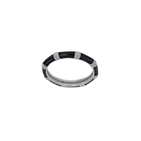 Bague en époxy noire et oxydes, argent 925/1000 rhodié