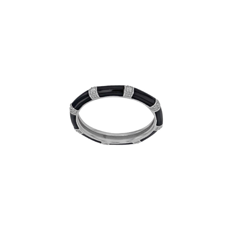 Bague en époxy noire et oxydes, argent 925/1000 rhodié