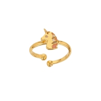 Bague enfant réglable licorne émaillée, plaqué or