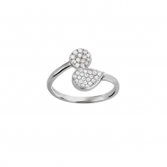 Bague ETINCELLES avec rond et goutte en Argent rhodié 925/1000 et Oxydes de zirconium