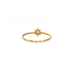 Bague étoile ornée d'un oxyde de zirconium, Or 375/1000