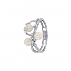 Bague fantaisie en argent 925/1000 rhodié avec Perles d'eau douce