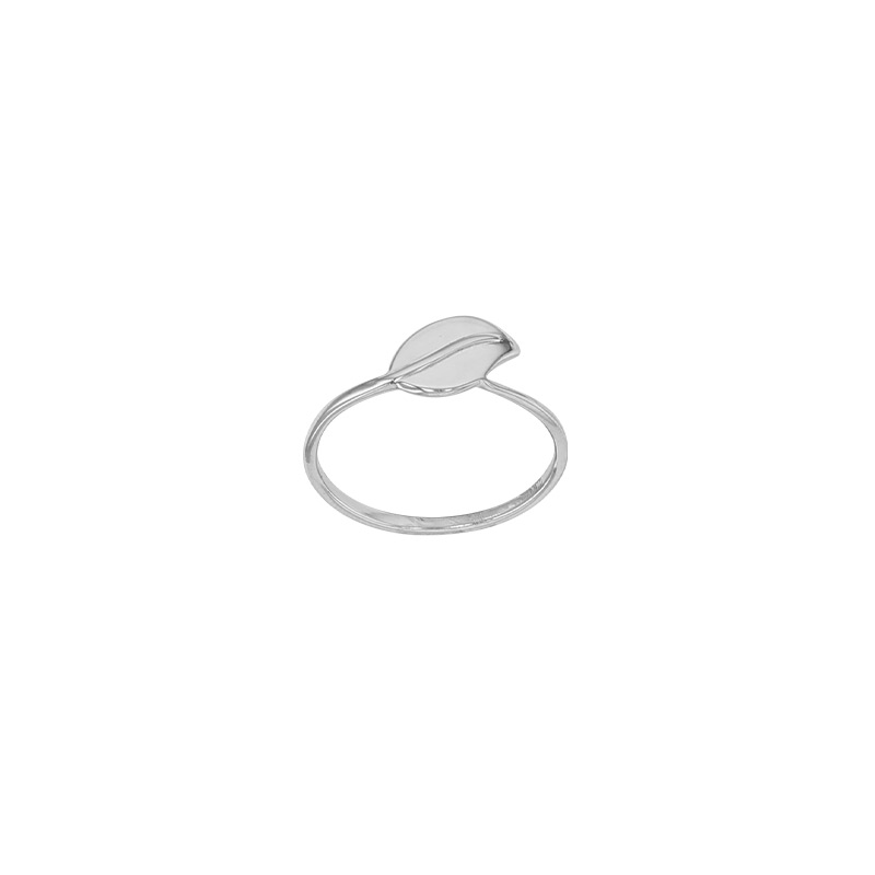 Bague feuille fine, argent 925/1000 platiné