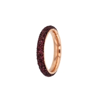 Bague fine en acier doré rose pailletée prune