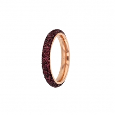 Bague fine en acier doré rose pailletée prune