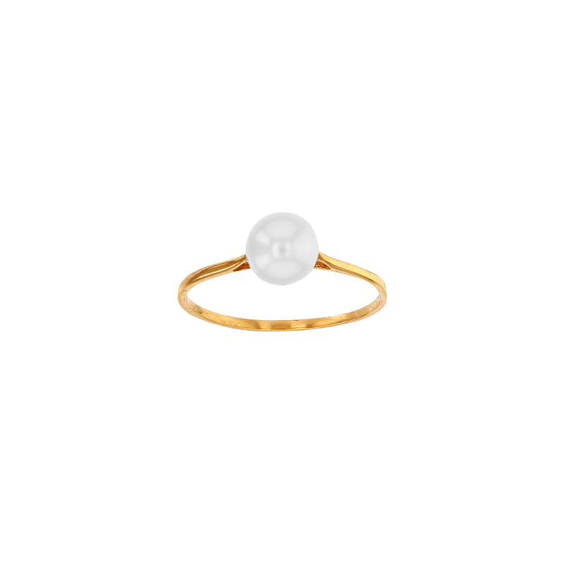 Bague fine en Or 750/1000 ornée d'une perle de culture d'eau douce 6 - 6,5mm