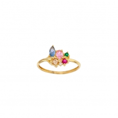 Bague fine ornée d'oxydes de couleurs en Or 750/1000