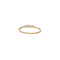 Bague fine serti 4 griffes 5 diamants GVS 0,09ct, Or 750/1000
