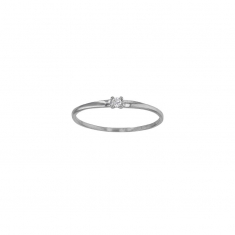 Bague fine solitaire diamant GVS 0,03ct serti 4 griffes, Or blanc 750/1000