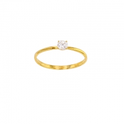Bague fine solitaire Or 375/1000 oxyde de zirconium 3,75mm serti 4 griffes