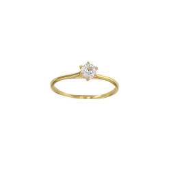 Bague fine solitaire serti 6 griffes en Plaqué or orné d'oxyde de zirconium 4mm