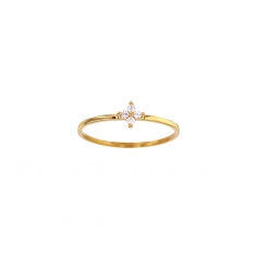 Bague fleur 4 diamants 0,07ct GVS, Or 750/1000