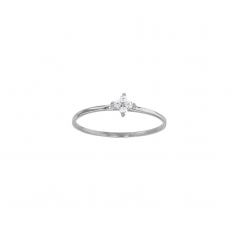 Bague fleur 4 diamants 0,07ct GVS, Or blanc 750/1000