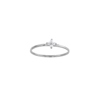 Bague fleur 4 diamants 0,07ct GVS, Or blanc 750/1000