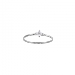 Bague fleur 4 diamants 0,07ct GVS, Or blanc 750/1000