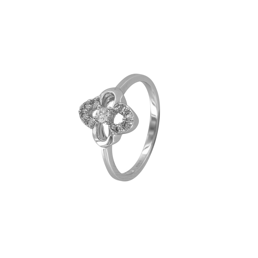 Bague fleur Argent 925/1000 rhodié et oxydes de zirconium
