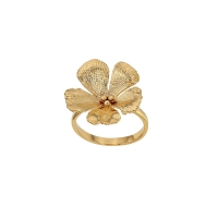 Bague fleur de cerisier, aspect strié, Plaqué or